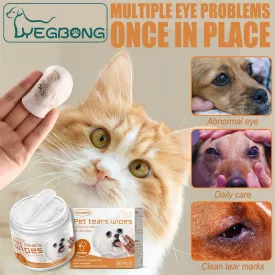 1Box Pet Eye Wet Wipes Cleaning;  Cat/Dog Tear Stain Remover; Soft Gentle Wipes