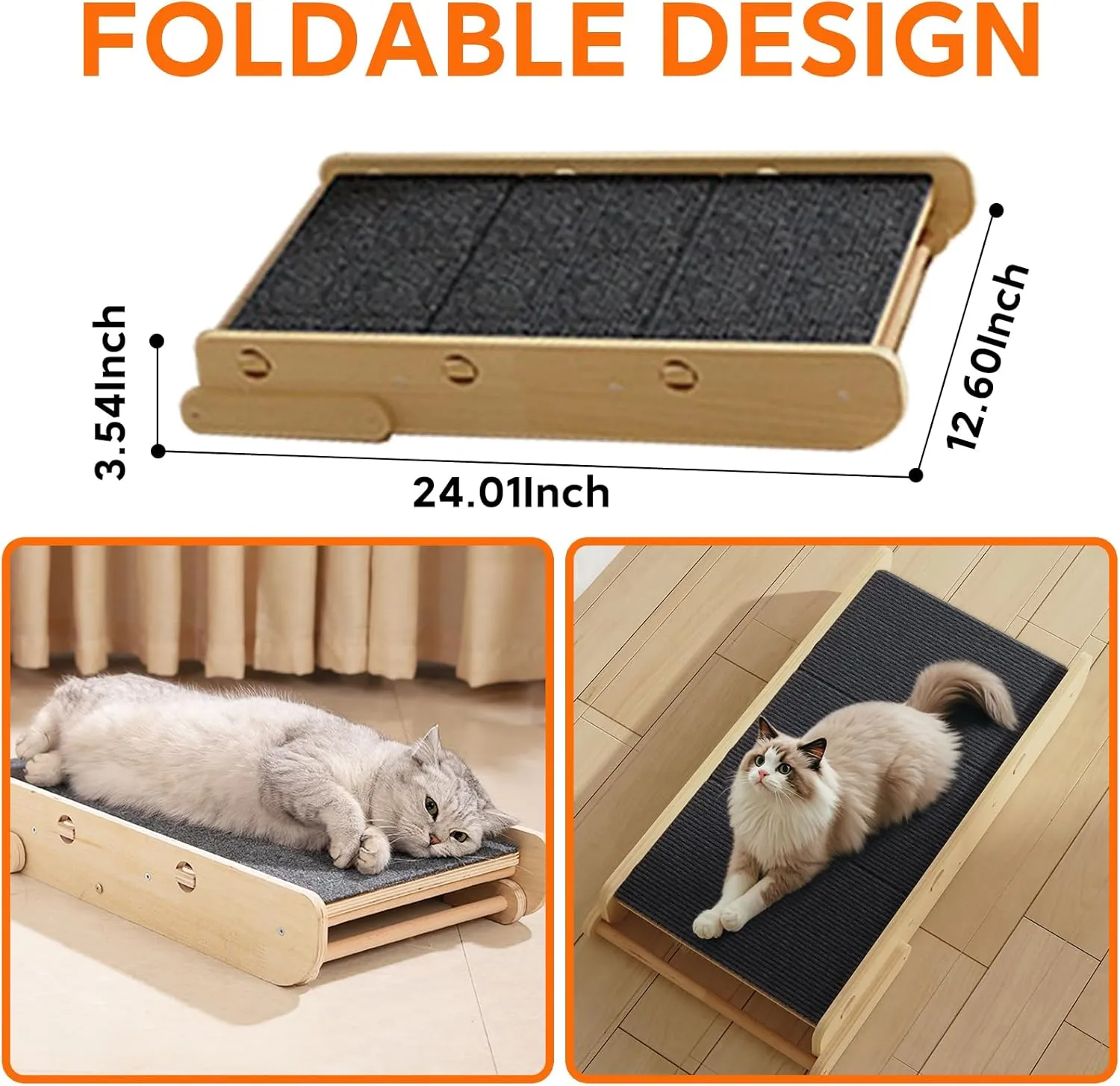 2-Level Convertible Foldable Pet Ramp & Stairs for Couch & Bed (Indoor Use), Wood Pet Steps for Small Dogs & Cats up to 11lbs, Non-Slip Carpet Surface, Portable Design (Assembly Required)