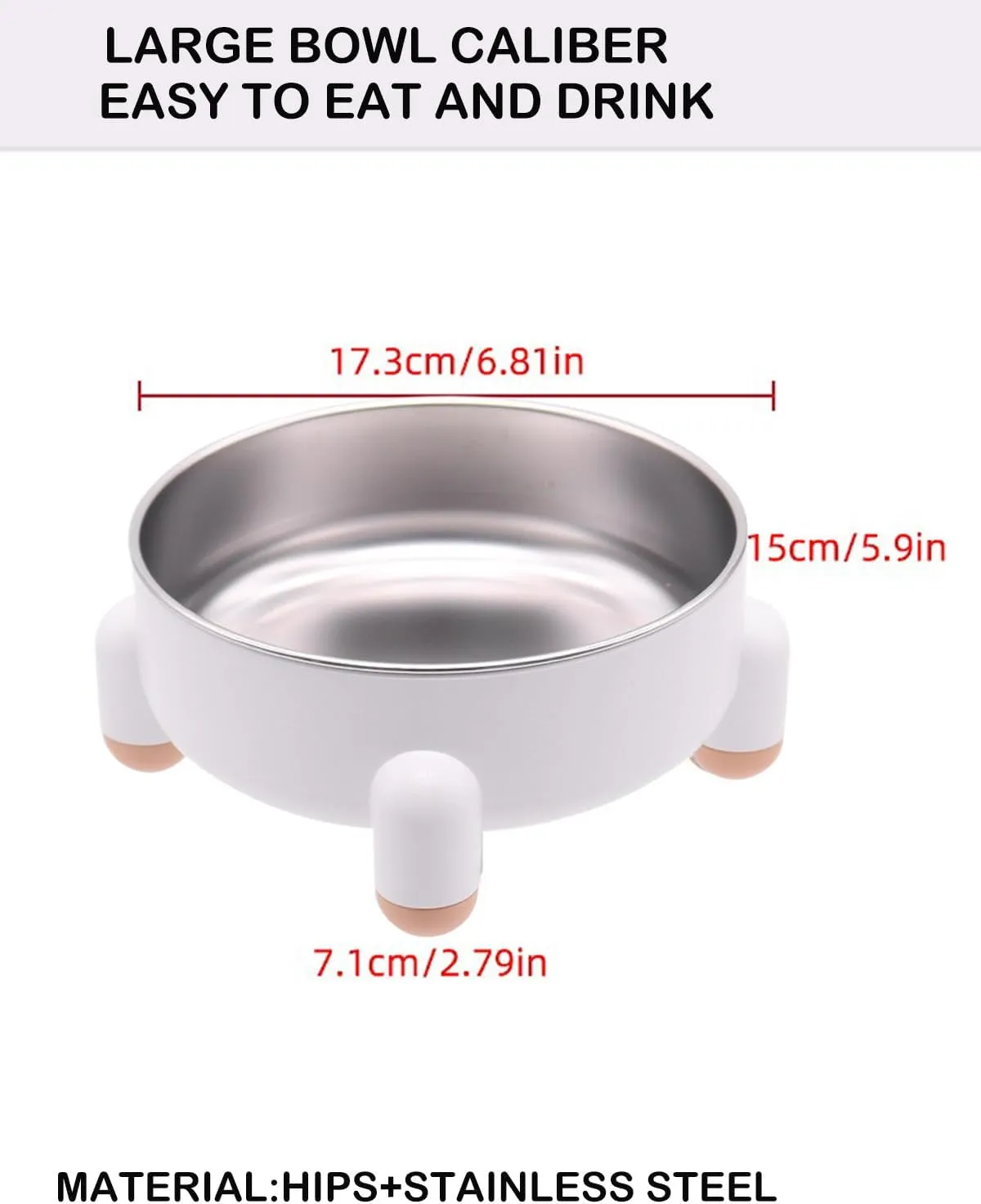 2-Pack Elevated Stainless Steel Cat Bowls - Non-Slip, Raised Metal Pet Bowls for Cats & Small Dogs, Whisker-Friendly, Dishwasher Safe, Holds 3 Cups (24 oz Each), White, Modern Nordic Design