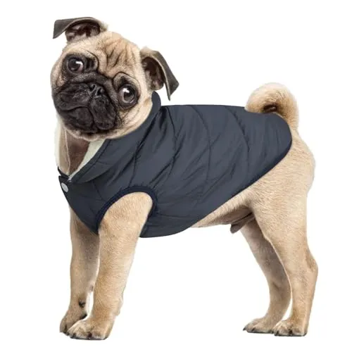 ASENKU Windproof Dog Winter Coat Waterproof Dog Jacket Warm Dog Vest Cold Weather Pet Apparel with 2 Layers Fleece Lined for Small Medium Large Dogs (Red&Navy, XXL)