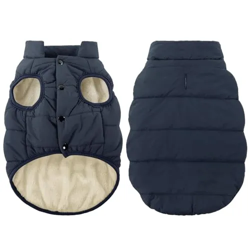 ASENKU Windproof Dog Winter Coat Waterproof Dog Jacket Warm Dog Vest Cold Weather Pet Apparel with 2 Layers Fleece Lined for Small Medium Large Dogs (Red&Navy, XXL)