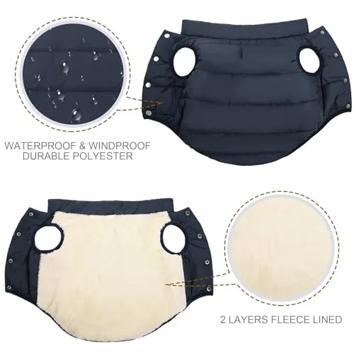 ASENKU Windproof Dog Winter Coat Waterproof Dog Jacket Warm Dog Vest Cold Weather Pet Apparel with 2 Layers Fleece Lined for Small Medium Large Dogs (Red&Navy, XXL)