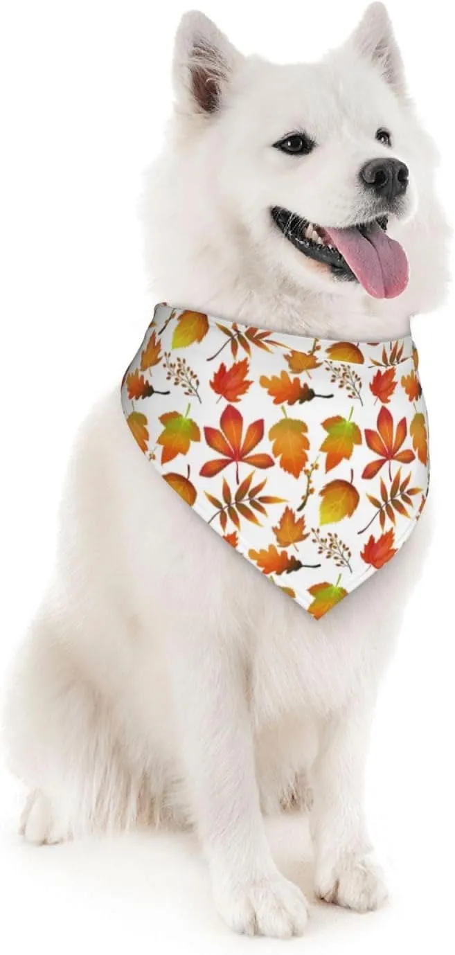 Autumn Fall Maple Leaves Harvest Dog Bandana Scarf Triangle Bibs Pet Accessories Cat Kerchief
