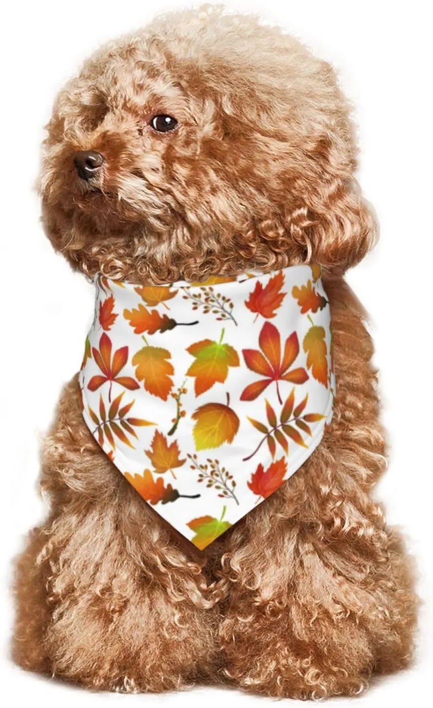 Autumn Fall Maple Leaves Harvest Dog Bandana Scarf Triangle Bibs Pet Accessories Cat Kerchief