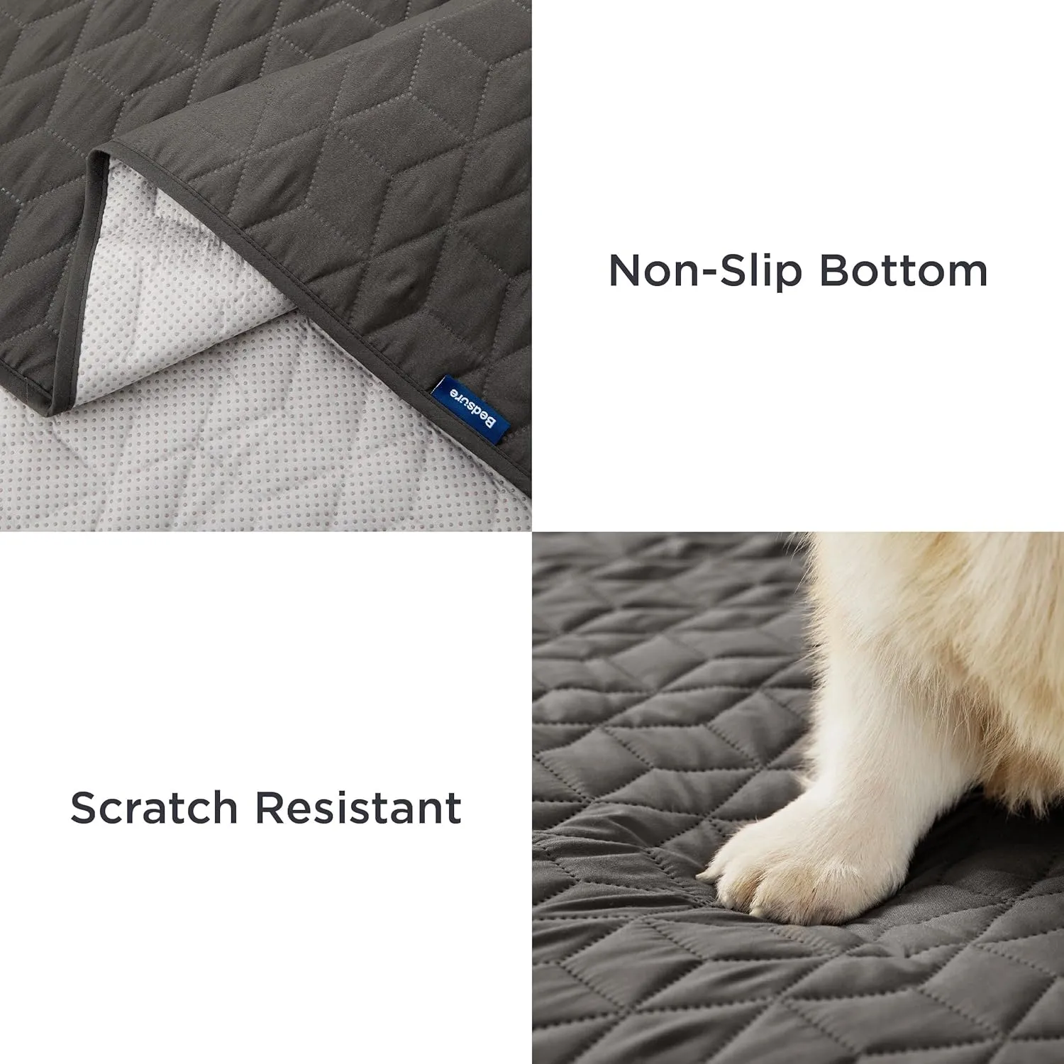 Bedsure 100% Waterproof Couch Cover for Dogs Washable - Non Slip Waterproof Blanket Large for Bed Sofa, Lightweight Furniture Protector Durable for Pet Puppy with Non-Slip Bottom, Dark Grey, 52x82IN