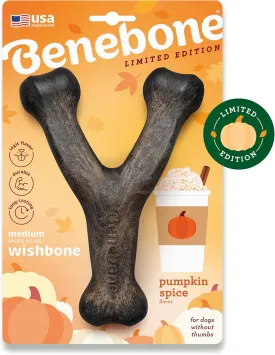 Benebone Pumpkin Spice Wishbone  Limited Edition Flavor, Durable Dog Chew Toy for Aggressive Chewers, Made in USA, Medium