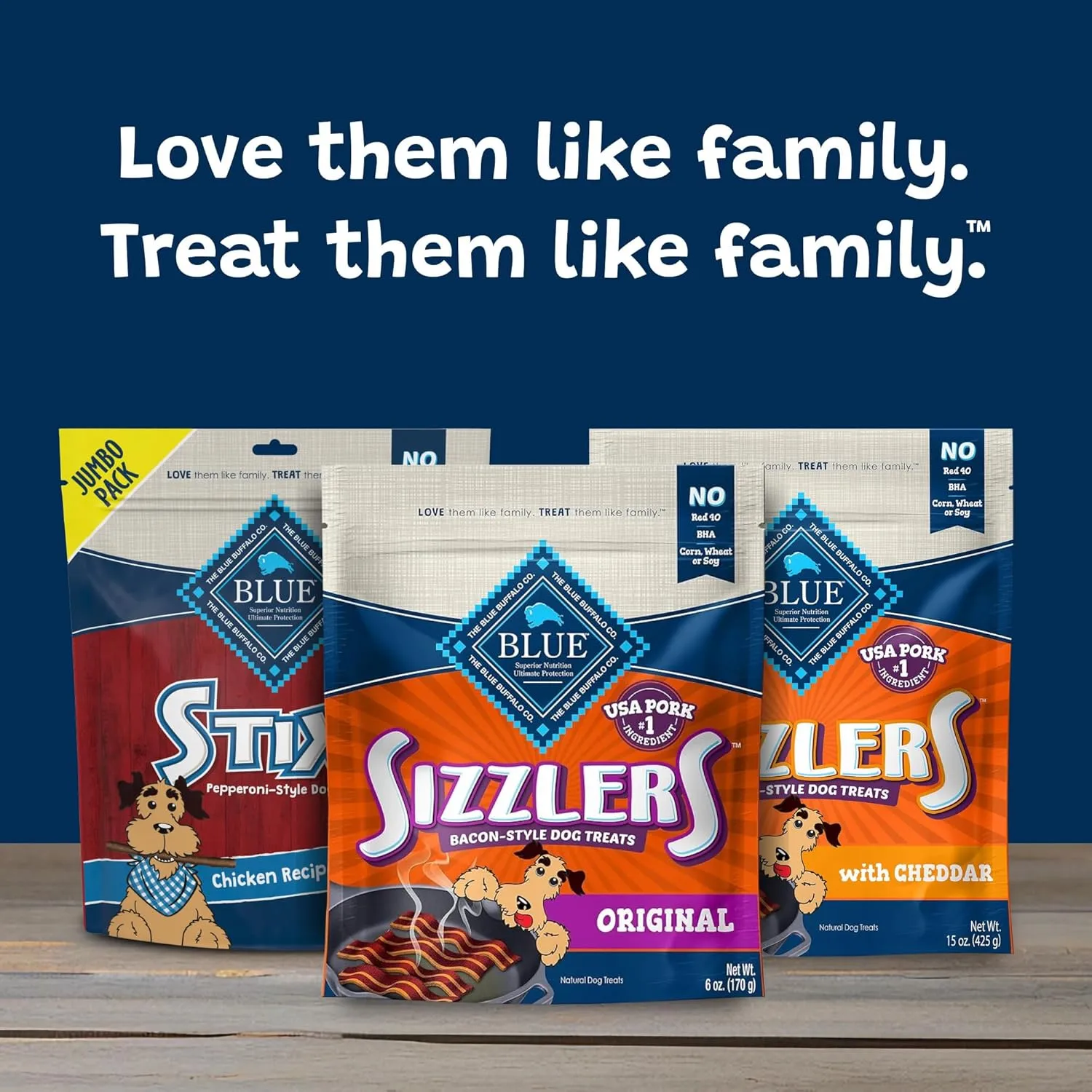 Blue Buffalo Sizzlers Natural Soft Dog Treats, Bacon-Style Soft-Moist Dog Treats with Real USA Pork, Original Flavor, 6-oz Bag