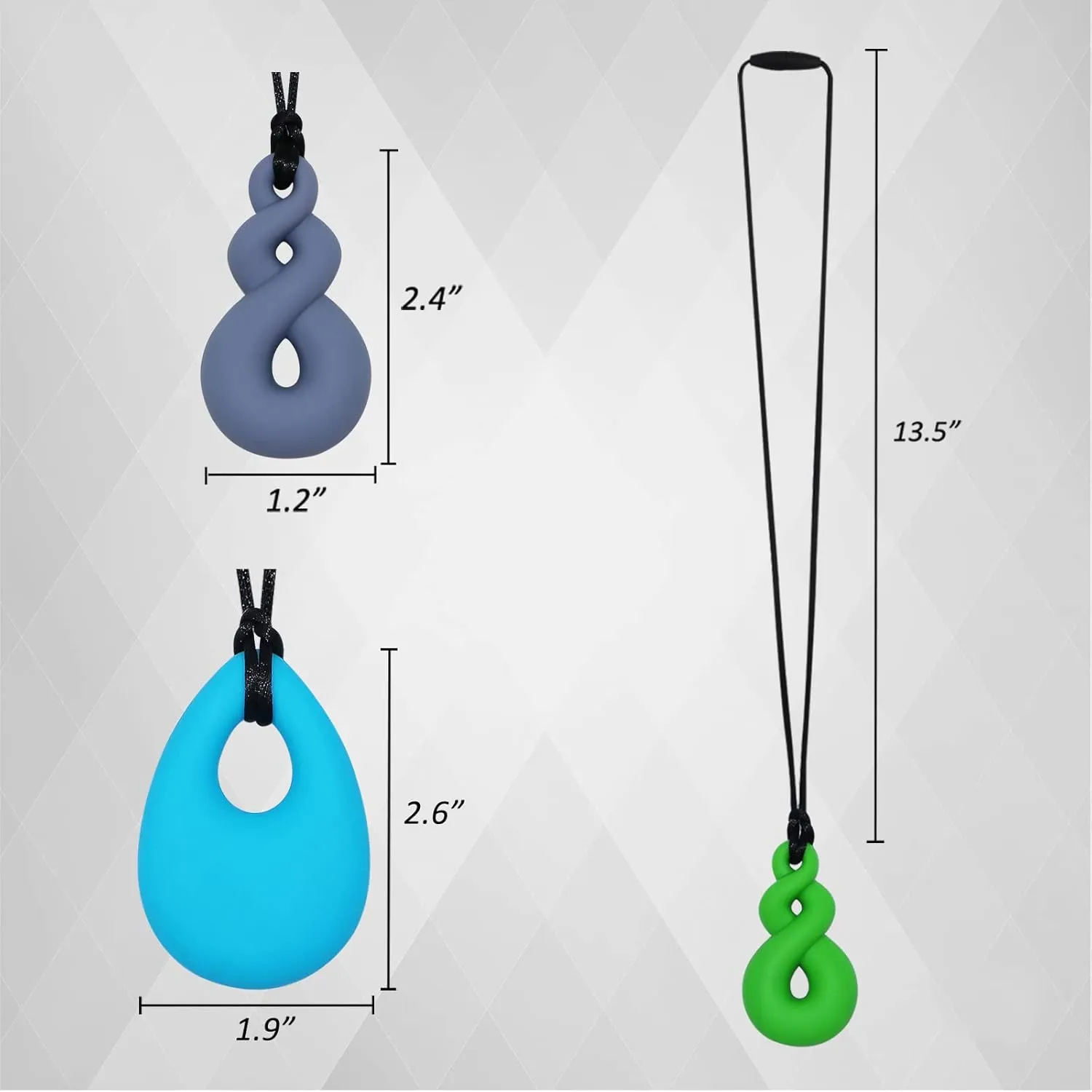 Chew Necklace for Sensory Kids and Adults, 4 Pcs Food-Grade Silicone Chew Toys for Boys Girls with ADHD/Autism/SPD/Anxiety, Durable Chewy Necklace Sensory Reduce Chewing Fidgeting - BPA Free