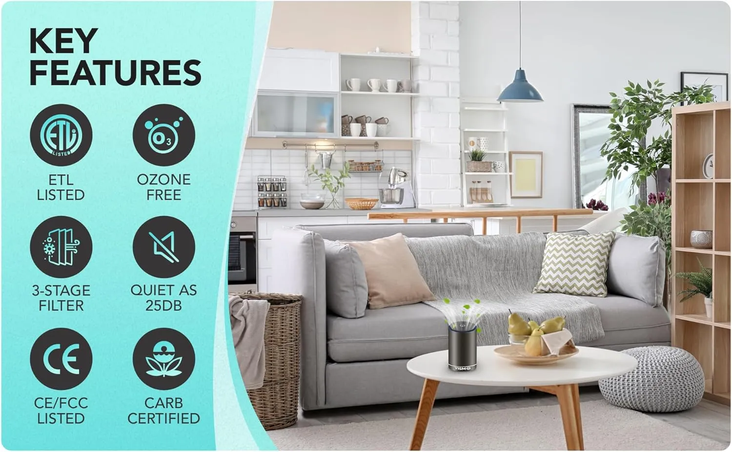 Clean Air Freshener and Odor Eliminator. Travel Size Electric Fragrance Diffuser Removes Pet, Smoke and Other Odors. Smart-Touch USB Charge. Home, Office or Travel. (Pet, Black)
