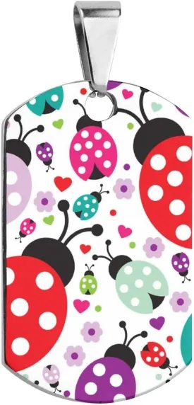 Colorful Ladybug Printed Pet ID Tags Personalized Dog Tags Stainless Steel Cat Collar Tags Accessories Decoration