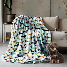 Dachshund Fleece Flannel Blanket - Cute Wiener Dog Throw for Girls, Boys & Puppy Lovers - 40"x30" for Baby, Toddler/Pets