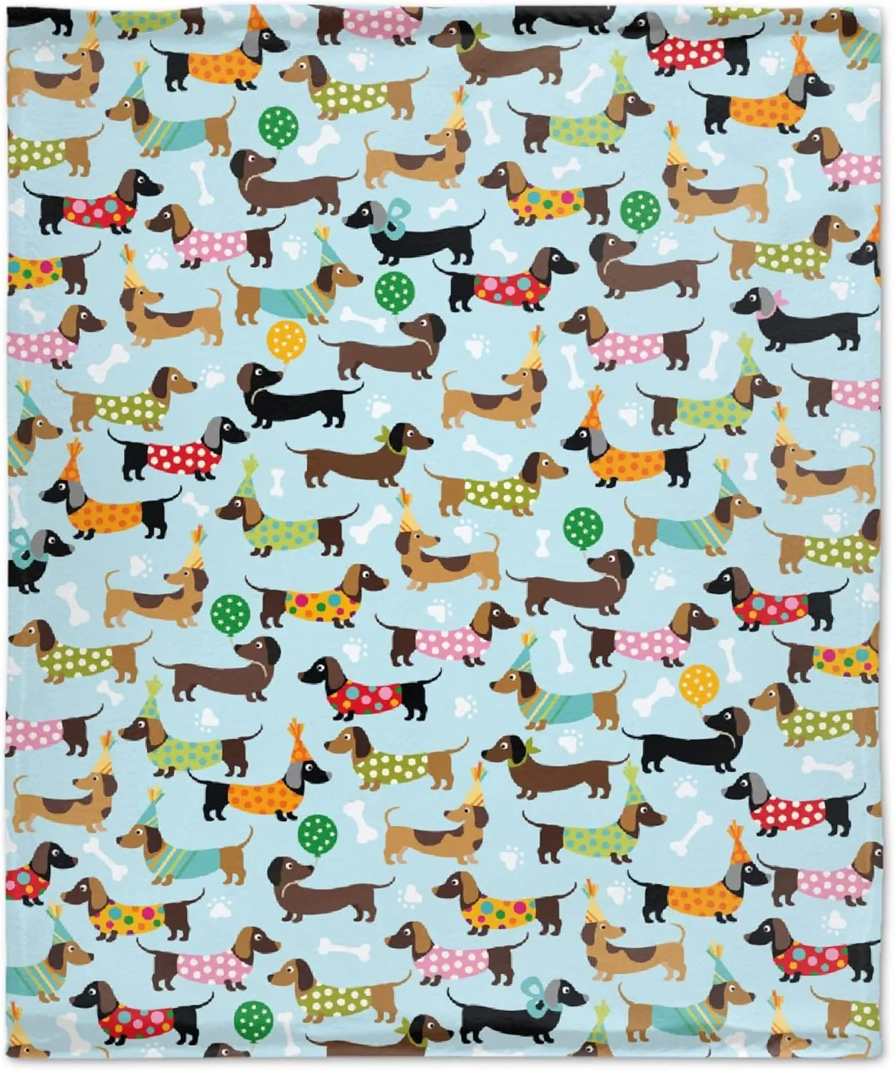 Dachshund Fleece Flannel Blanket - Cute Wiener Dog Throw for Girls, Boys & Puppy Lovers - 40"x30" for Baby, Toddler/Pets