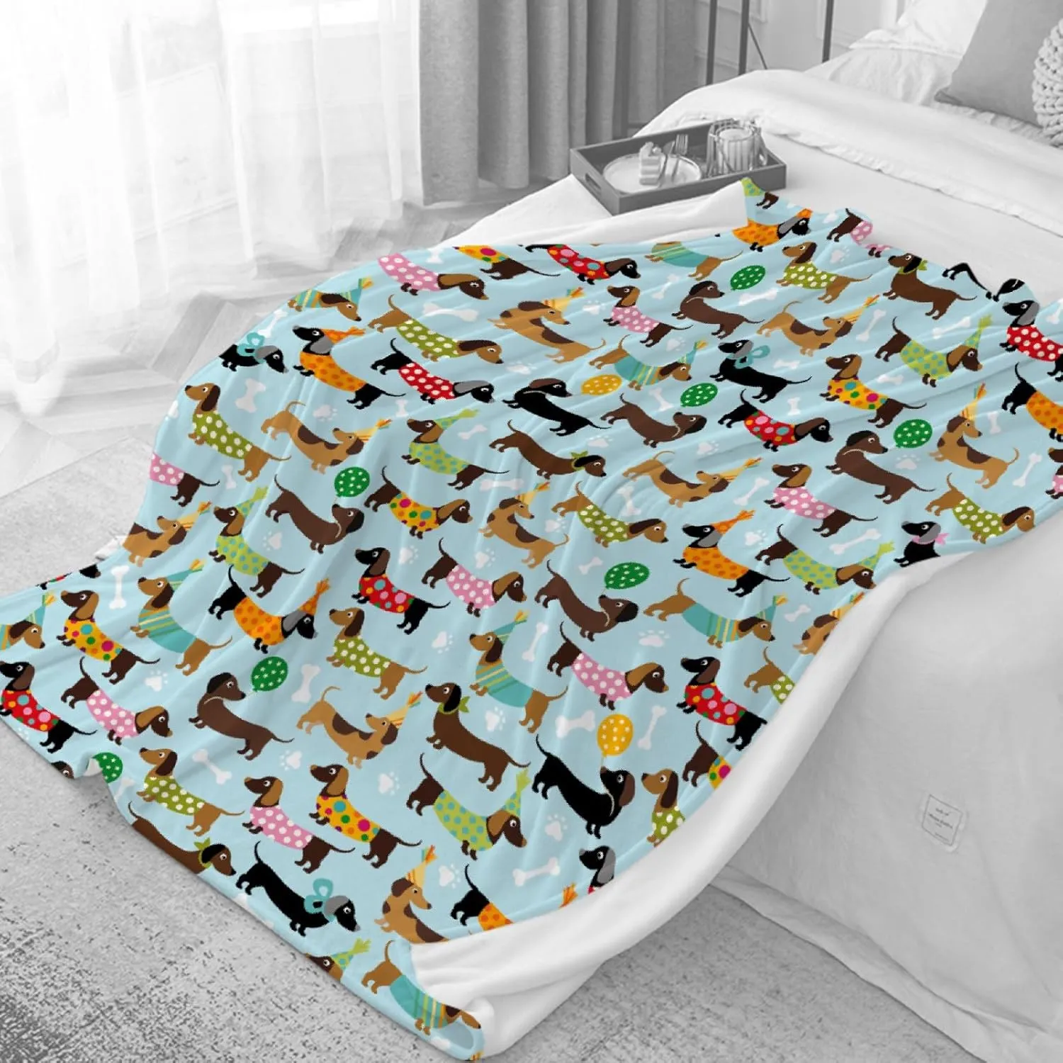 Dachshund Fleece Flannel Blanket - Cute Wiener Dog Throw for Girls, Boys & Puppy Lovers - 40"x30" for Baby, Toddler/Pets