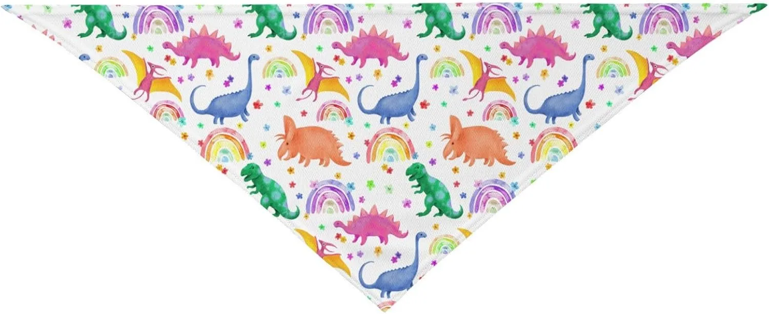 Dinosaurs Rainbow Colorful Dog Bandana Scarf Triangle Bibs Pet Accessories Cat Kerchief