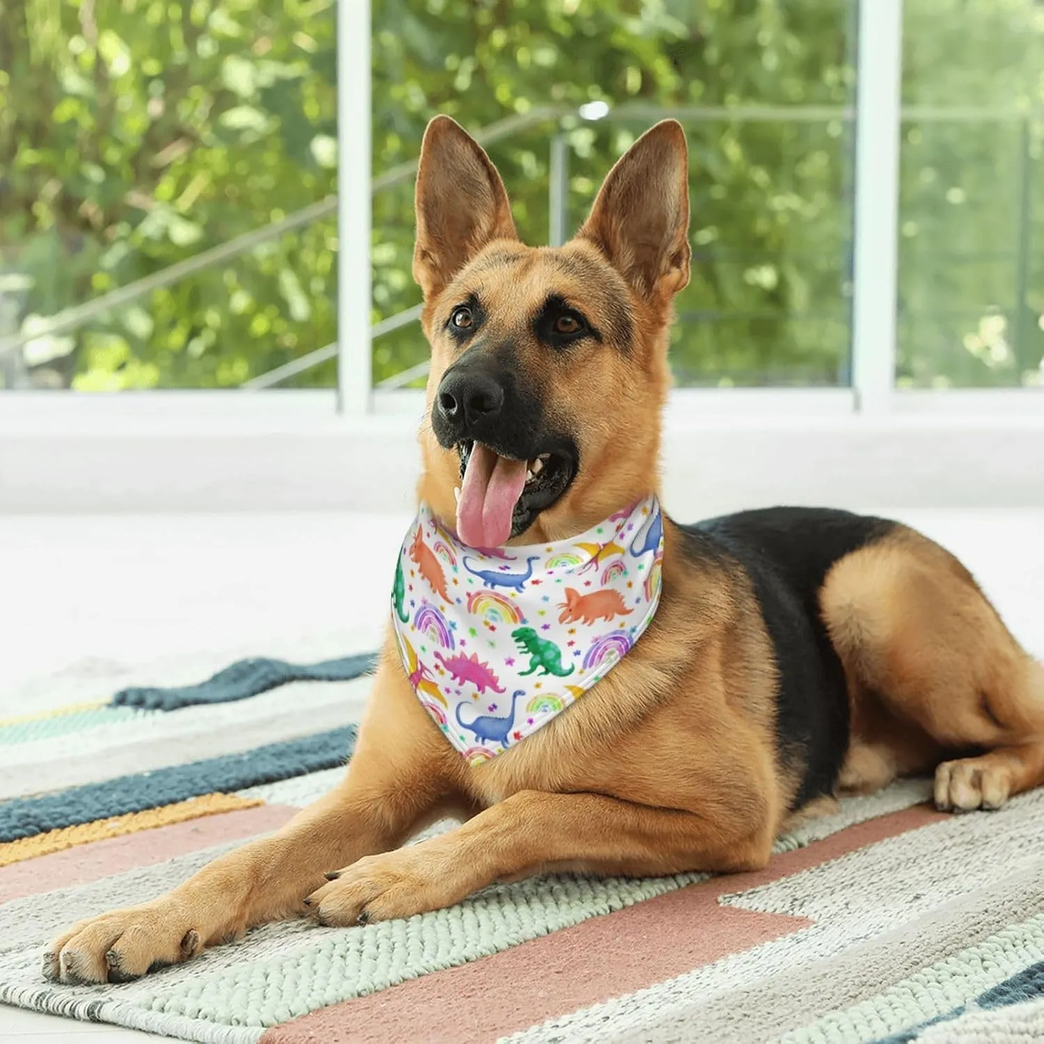 Dinosaurs Rainbow Colorful Dog Bandana Scarf Triangle Bibs Pet Accessories Cat Kerchief