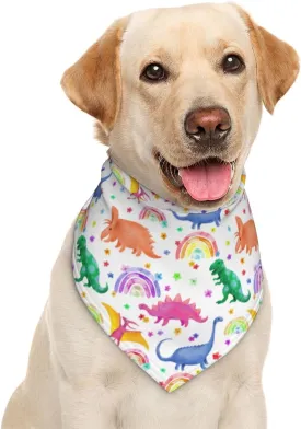 Dinosaurs Rainbow Colorful Dog Bandana Scarf Triangle Bibs Pet Accessories Cat Kerchief