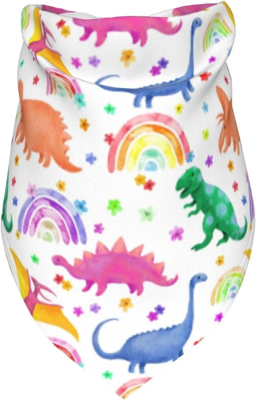 Dinosaurs Rainbow Colorful Dog Bandana Scarf Triangle Bibs Pet Accessories Cat Kerchief
