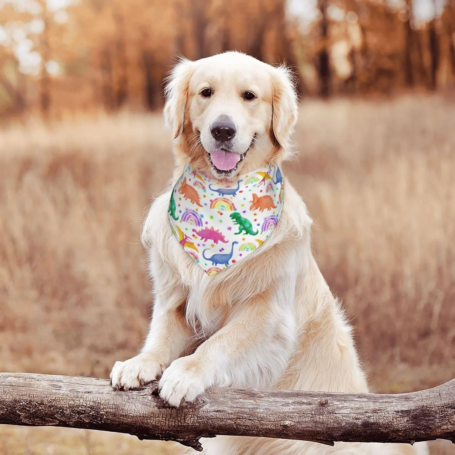 Dinosaurs Rainbow Colorful Dog Bandana Scarf Triangle Bibs Pet Accessories Cat Kerchief