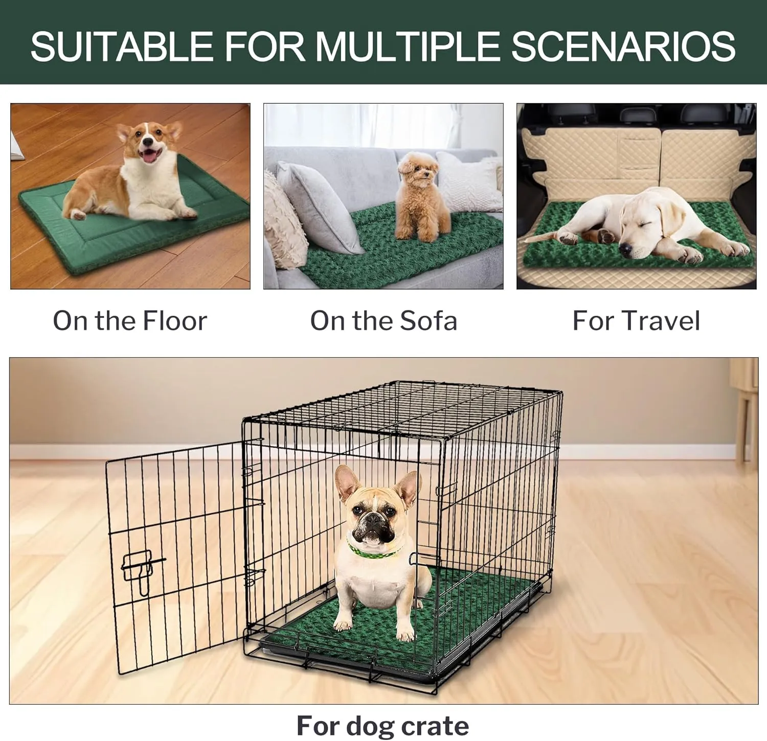 Dog Beds for Medium Dogs - Chew Proof, Plush Mats Designed for Crates & Kennels, Durable and Comfortable for Travel or Home Use, Machine Washable and Waterproof, Perfect for Medium Sized Dogs & Cats