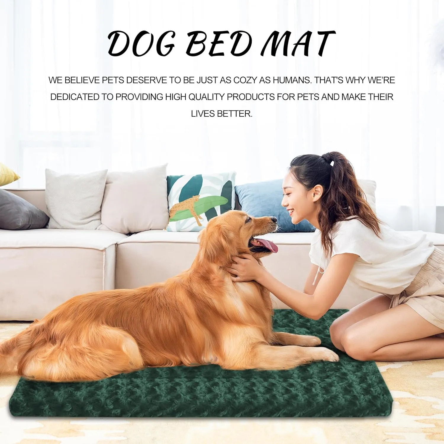 Dog Beds for Medium Dogs - Chew Proof, Plush Mats Designed for Crates & Kennels, Durable and Comfortable for Travel or Home Use, Machine Washable and Waterproof, Perfect for Medium Sized Dogs & Cats