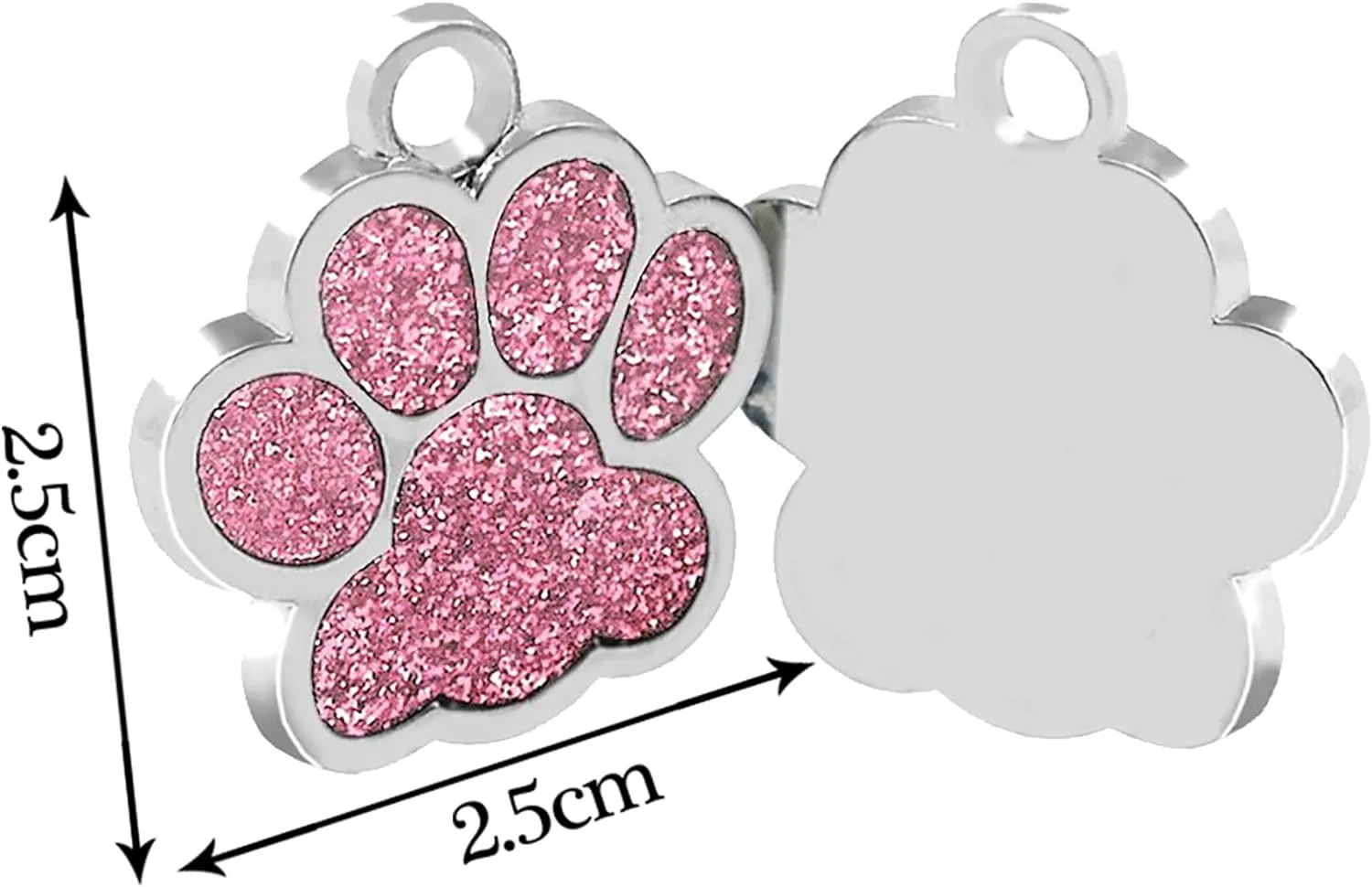 EDSG Personalized Dog Tag - Paw Print Stainless Steel Pet ID for Dogs Cats - Glitter Bling Name Tag for Puppy (Blue, 2.5cm*2.5cm)