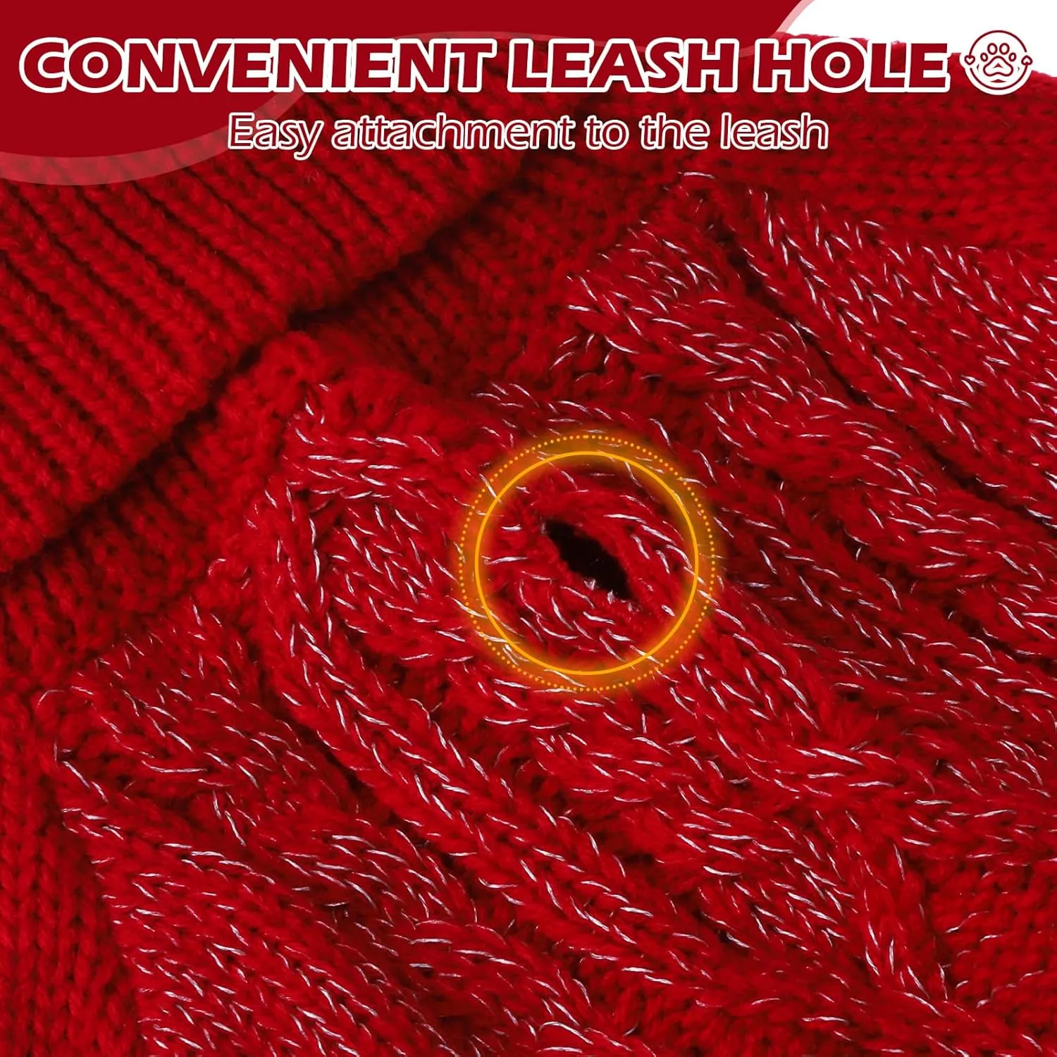 EXPAWLORER Thermal Knitted Dog Sweater for Small Medium Large Dogs, Turtleneck Cable Knit Dog Cold Weather Clothes Sweatshirt Outfits for Winter, Pullover Pet Jumper for Puppy Cats, Red XS