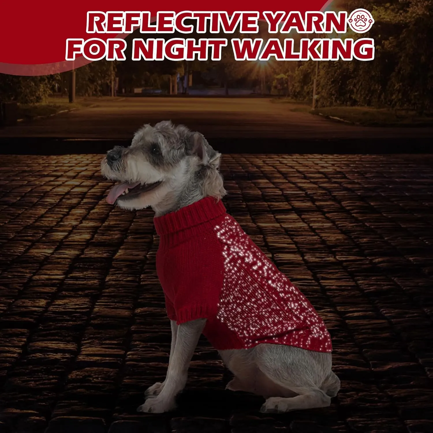 EXPAWLORER Thermal Knitted Dog Sweater for Small Medium Large Dogs, Turtleneck Cable Knit Dog Cold Weather Clothes Sweatshirt Outfits for Winter, Pullover Pet Jumper for Puppy Cats, Red XS
