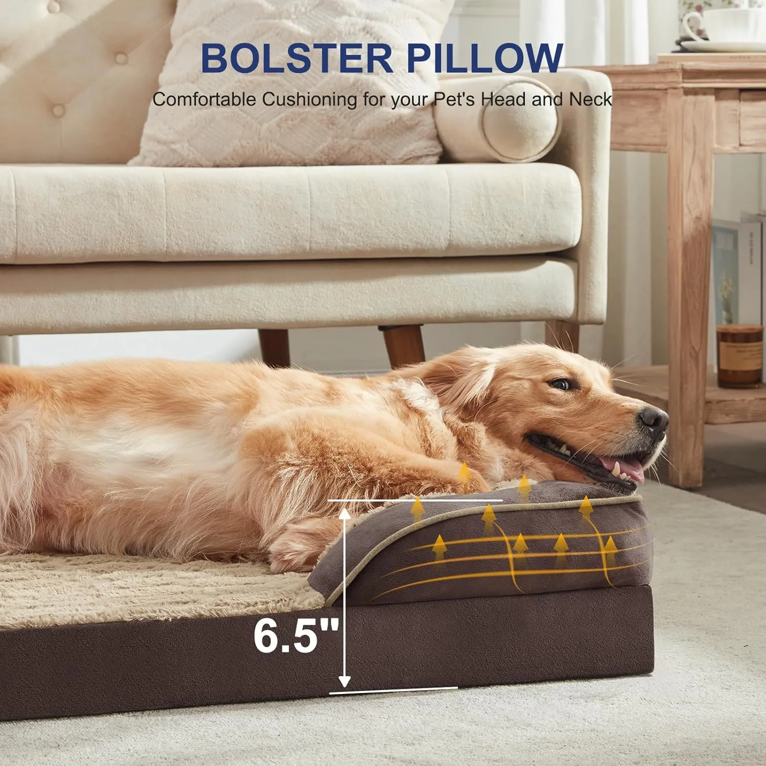 FURTIME Orthopedic Dog Bed for Extra Large Dogs - XL Washable Dog Sofa Beds Large, Supportive Foam Pet Couch Bed with Removable Washable Cover, Waterproof Lining and Nonskid Bottom, Khaki