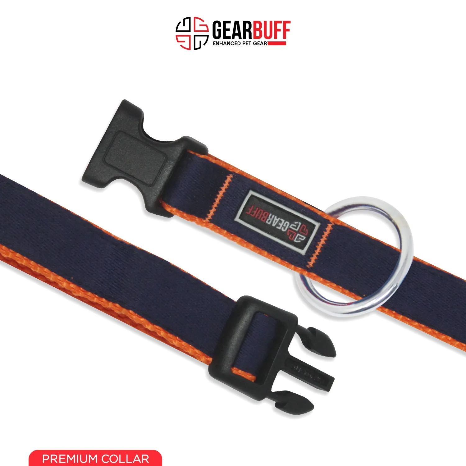 GEARBUFF Pet Walk Premium Collar for Dogs, Navy & Orange