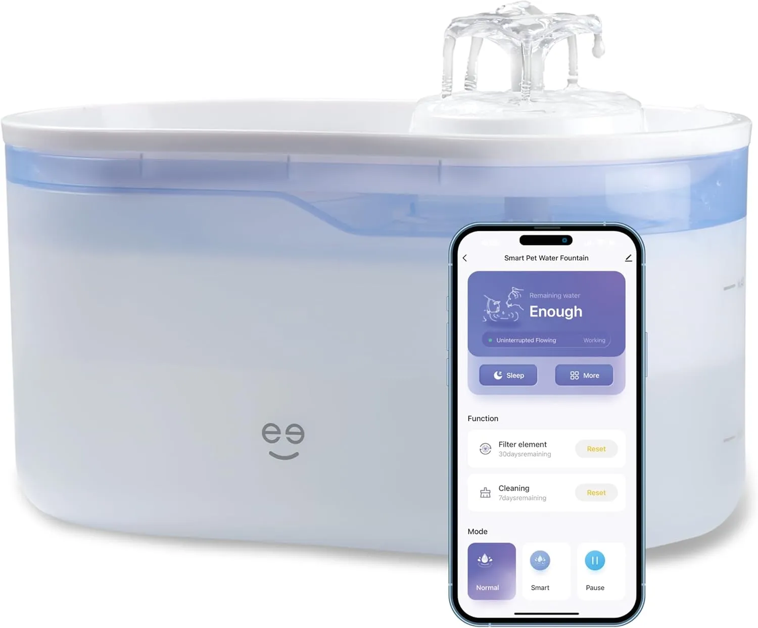 Geeni PetConnect 2.6L Smart Pet Water Fountain, Automatic Filtered Water Bowl for Cats and Dogs, Wi-Fi Controlled, Alexa & Google Home Compatible, Clean and Fill Alerts, White
