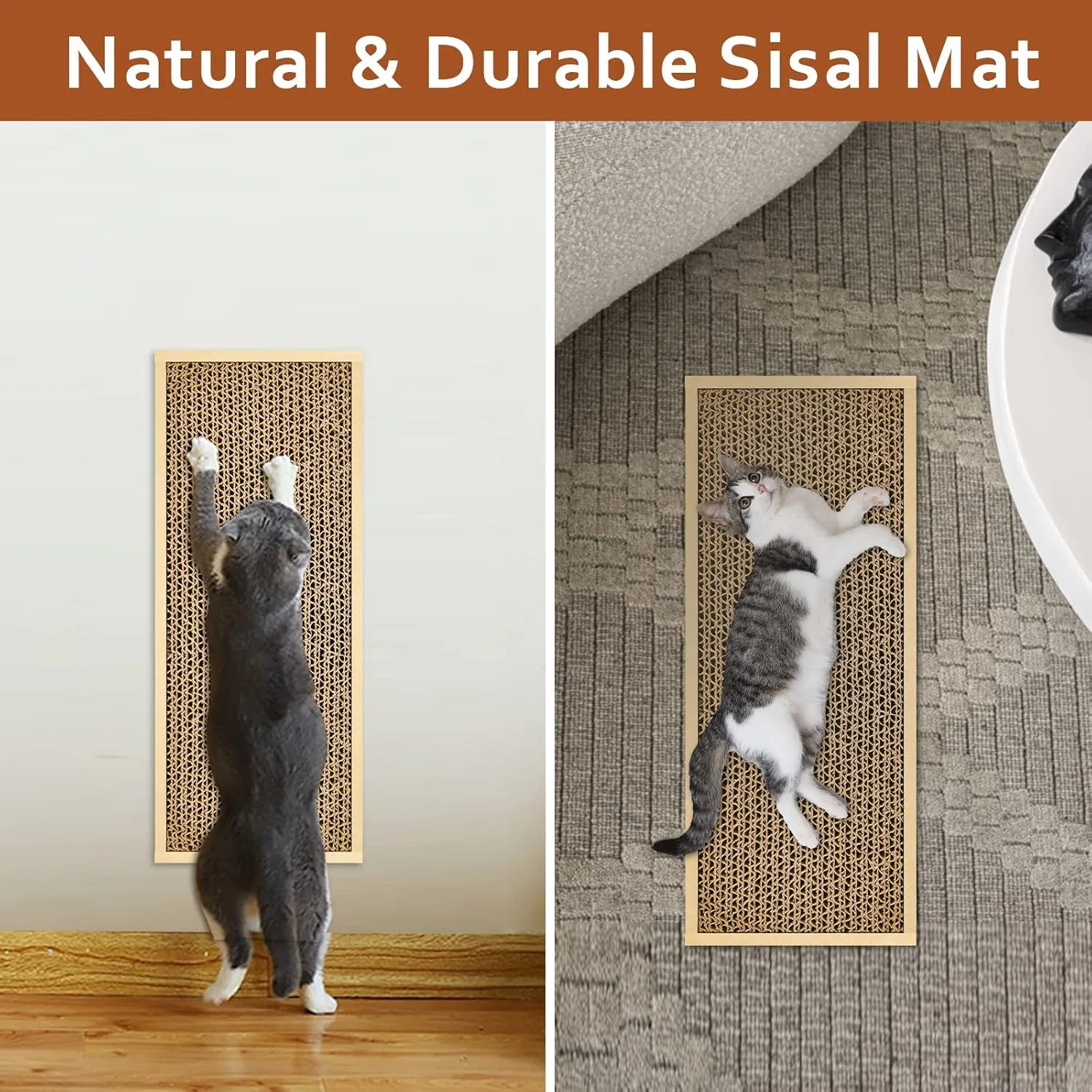 HappyFree SX Double-Sided Cat Scratch Pad: Premium Indoor Cat Scratcher, Cardboard & Post Design
