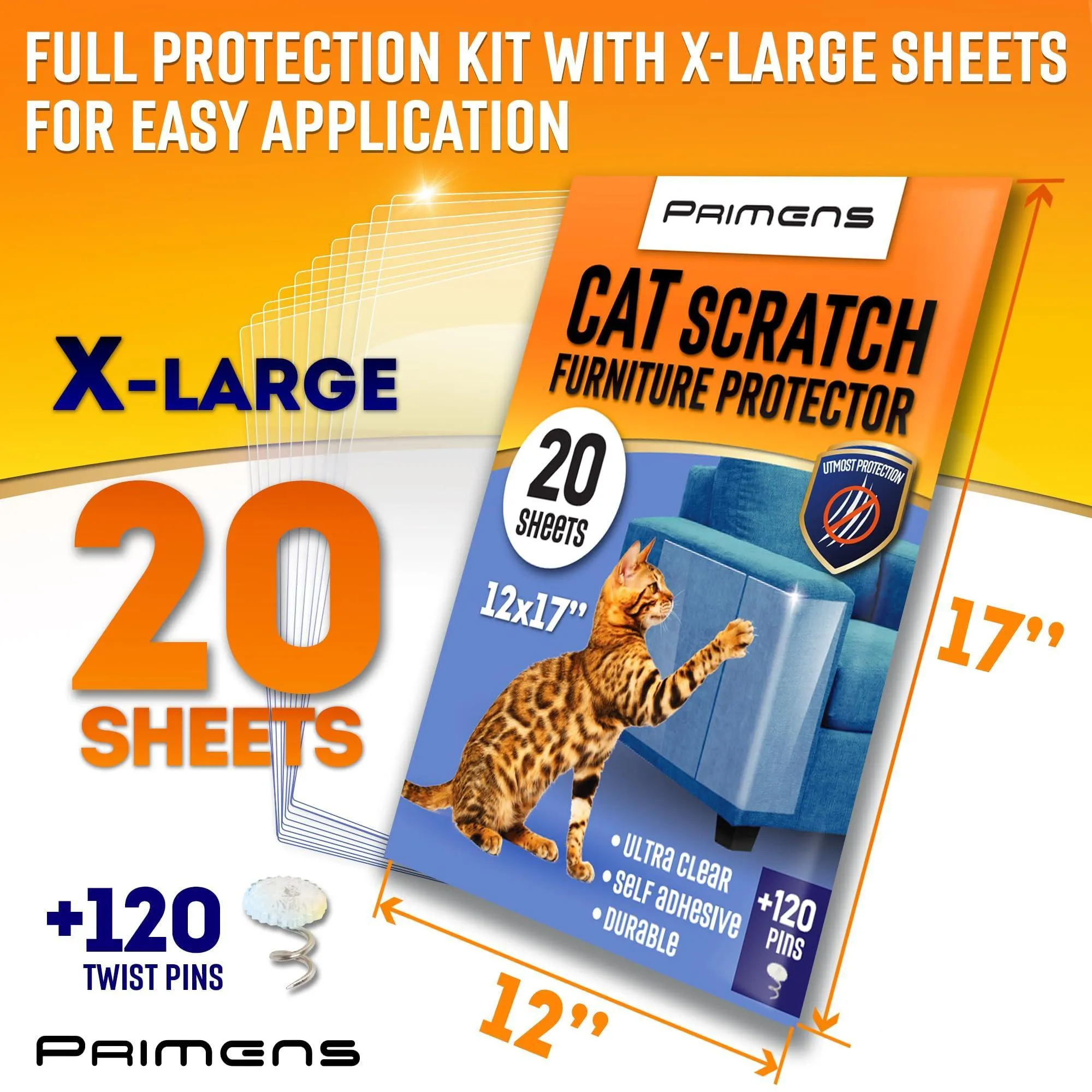 Heavy Duty Cat Scratch Deterrent Furniture Protectors for Sofa Clear 20 Sheets
