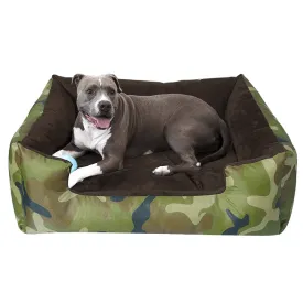Hiputee Polyester Canvas Velvet Fabric Rectangular Bed for Dogs and Cats (Armyprint)