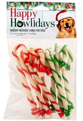 Holiday RawHide Candy Cane Dog Treats, 9-pk, 5"