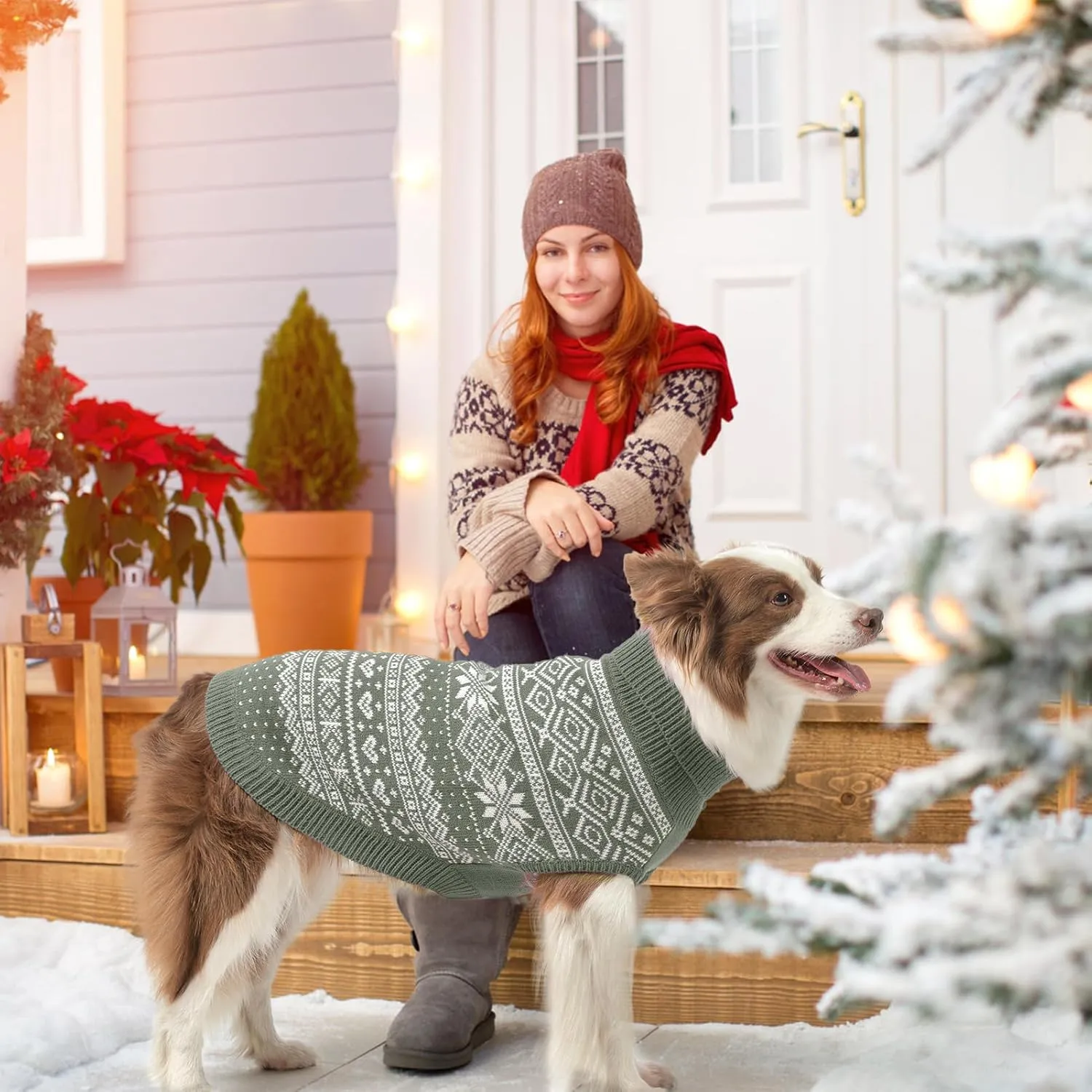 HOMIMP Dog Sweater Argyle - Warm Sweater Winter Clothes Puppy Soft Coat, Ugly Dog Sweater for Small Medium and Large Dogs, Pet Clothing Boy Girl, Grey SM