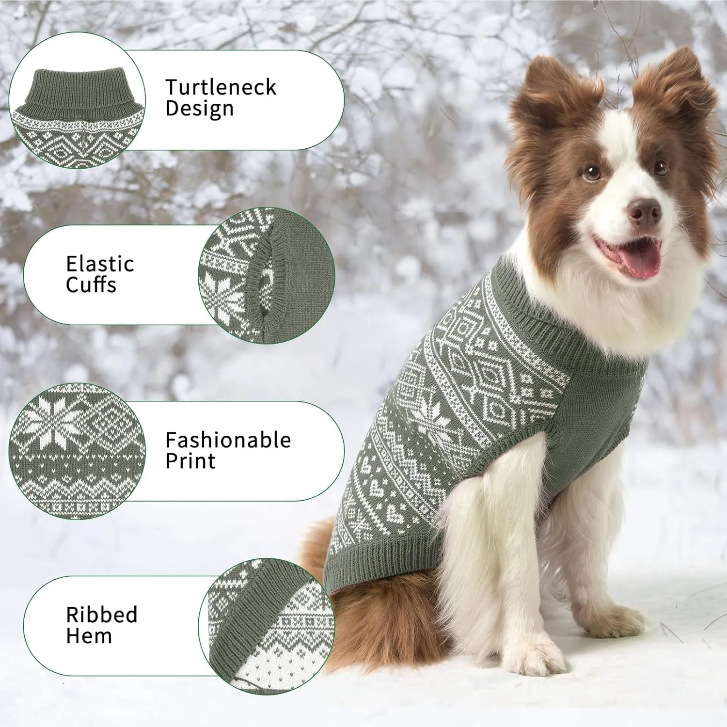 HOMIMP Dog Sweater Argyle - Warm Sweater Winter Clothes Puppy Soft Coat, Ugly Dog Sweater for Small Medium and Large Dogs, Pet Clothing Boy Girl, Grey SM