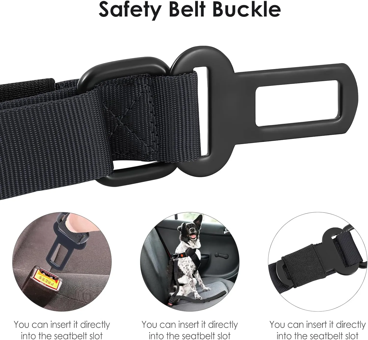 Hotsky Tactical Dog Leash Heavy Duty for Medium Large Dogs That Pull,4-6Ft Strong Bungee Shock Absorbing No Pull Dog Leash with Padded Double Handle and Car Seatbelt,Black