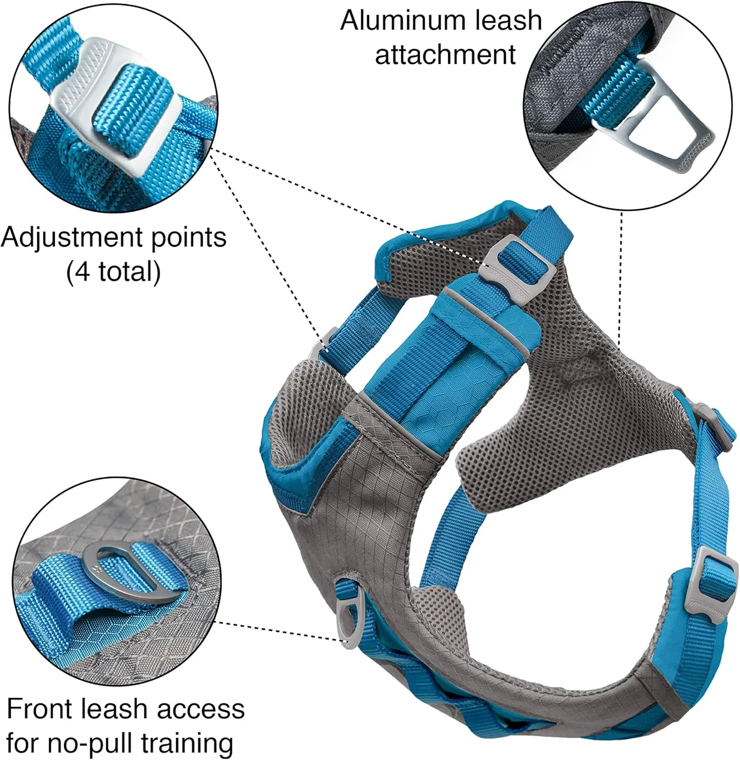 Kurgo Journey Air Dog Harness, Vest Harnesses for Dogs, Pet Hiking Harness for Running & Walking, Reflective, Padded, Includes Control Handle, No Pull Front Clip (Orange, Large)
