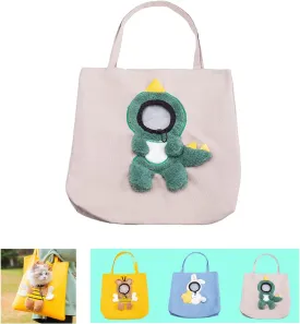 Lion-Shaped Show Head Pet Canvas Shaped Shoulder Bag, Small Cat Dog Outdoor Carrying Travel Handbag Bag, Animal Sling Carrier, Pet Sling Carriers for Small Dogs (Dinosaur)