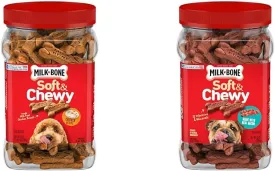 Milk-Bone Soft & Chewy Dog Treats Bundle: Chicken Recipe 25 Ounce   Real Bacon 25 Ounce