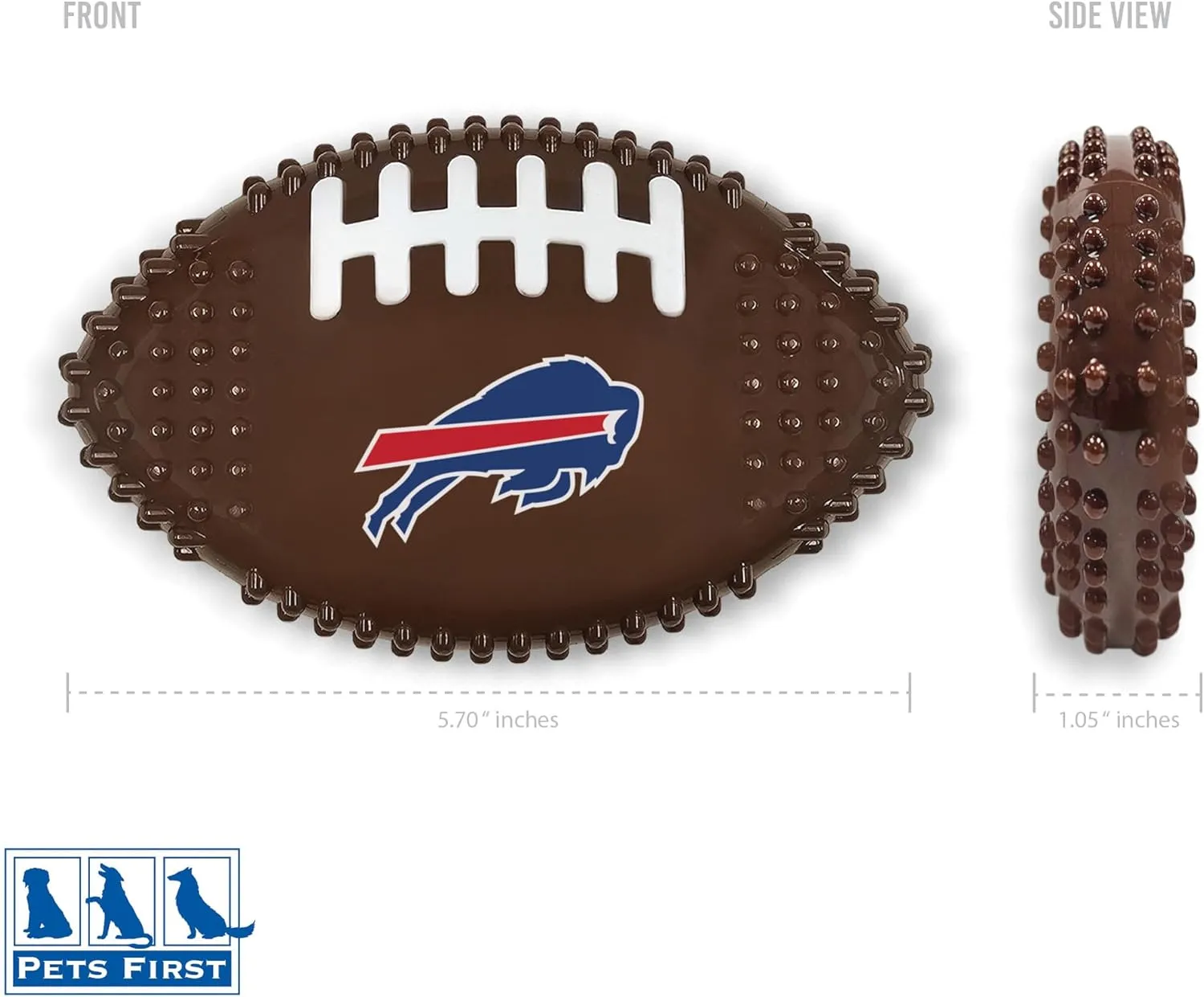 NFL Buffalo Bills Mega- Chew Hard Nylon Bacon-Flavored Dog Bone Football Chew Toy Interactive Tasty Fun Dog Chewy Toys Indestructible Strong Durable Tough Pet Biting Playtoy for Aggressive Chewers