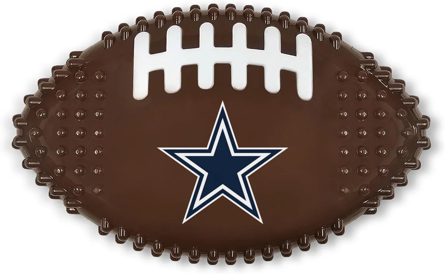NFL Dallas Cowboys Mega- Chew Hard Nylon Bacon-Flavored Dog Bone Football Chew Toy Interactive Tasty Fun Dog Chewy Toys Indestructible Strong Durable Tough Pet Biting Playtoy for Aggressive Chewers
