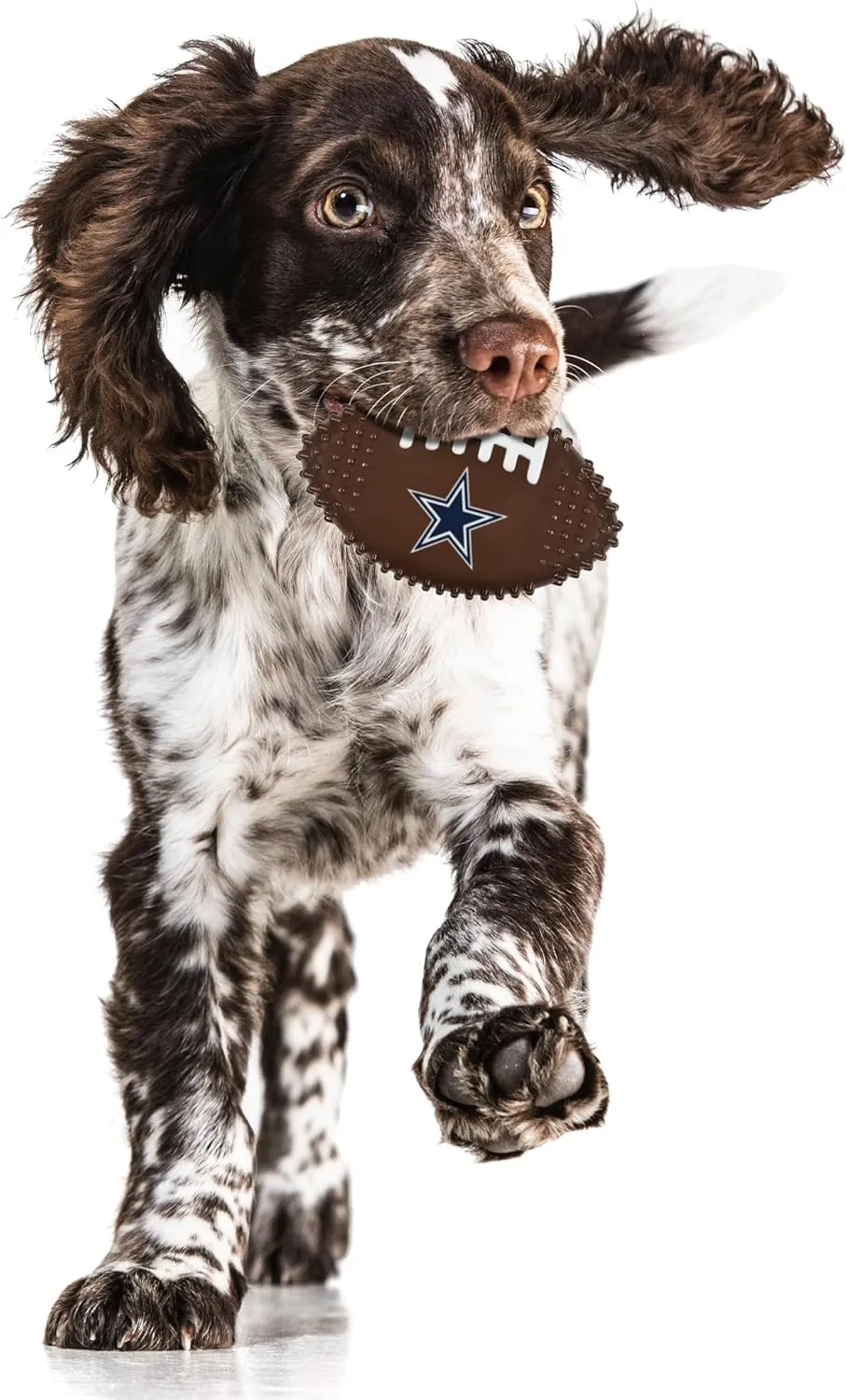 NFL Dallas Cowboys Mega- Chew Hard Nylon Bacon-Flavored Dog Bone Football Chew Toy Interactive Tasty Fun Dog Chewy Toys Indestructible Strong Durable Tough Pet Biting Playtoy for Aggressive Chewers