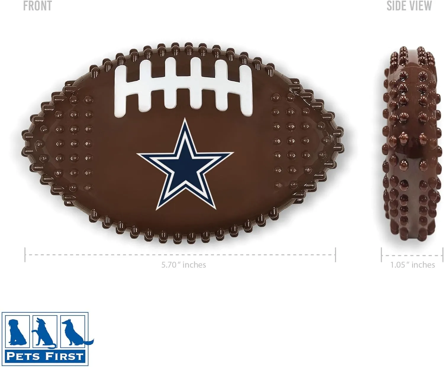 NFL Dallas Cowboys Mega- Chew Hard Nylon Bacon-Flavored Dog Bone Football Chew Toy Interactive Tasty Fun Dog Chewy Toys Indestructible Strong Durable Tough Pet Biting Playtoy for Aggressive Chewers