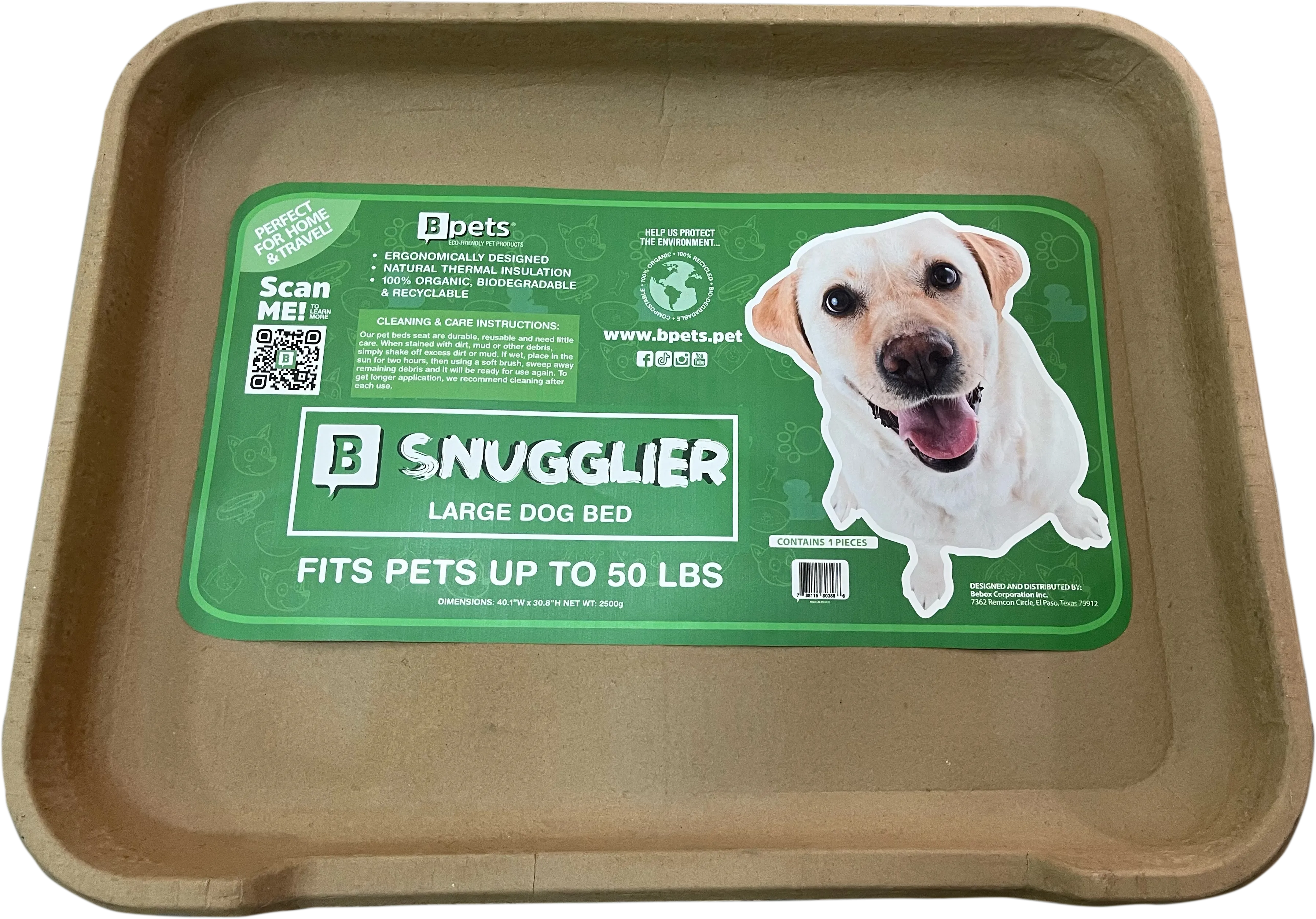 PetPro, B- Snuggler - Large Dog Bed, Biodegradable, Cardboard