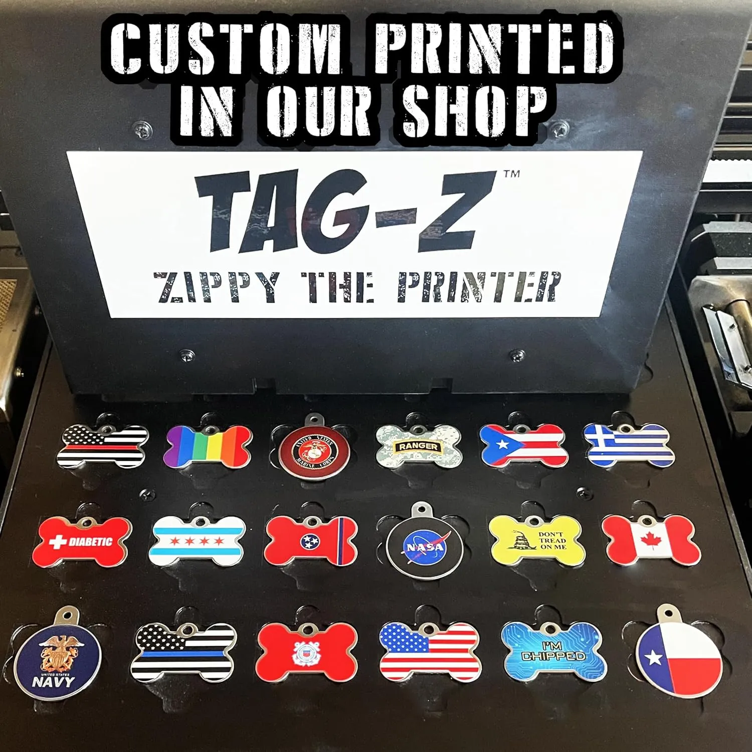 Puerto Rico Flag Pet ID Tags, Custom Printed and Laser Engraved Circle
