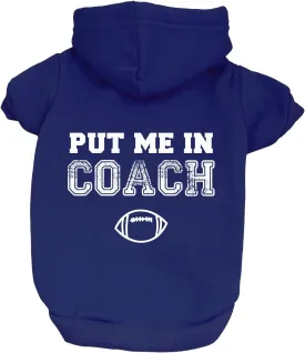 Put Me in Coach Football Dog Hoodie Fleece Lined Pullover Sweatshirt with Leash Hole (Royal Blue, 2X-Large 417)