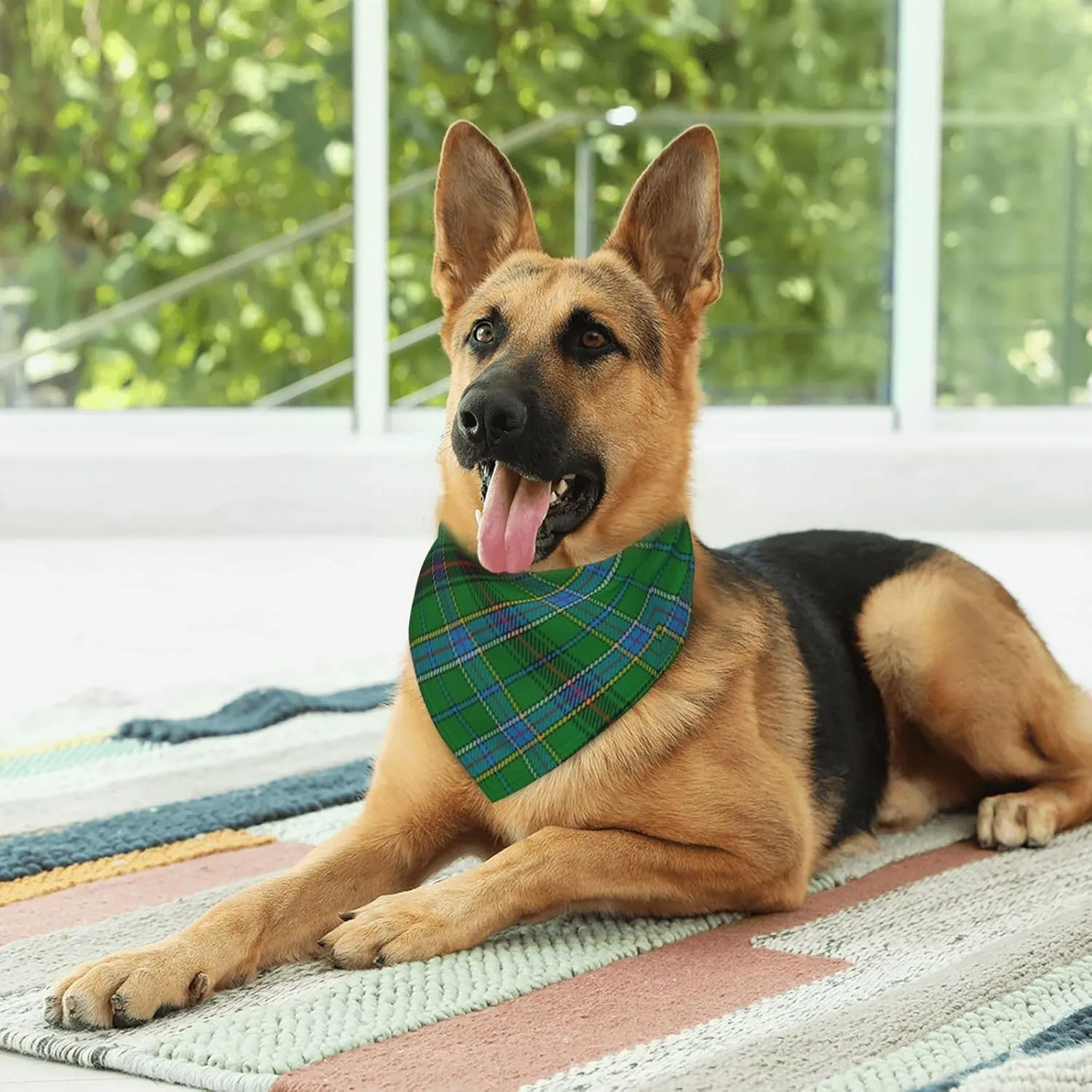 Scots Style Tartan Plaid Teal Dog Bandana Scarf Triangle Bibs Pet Accessories Cat Kerchief