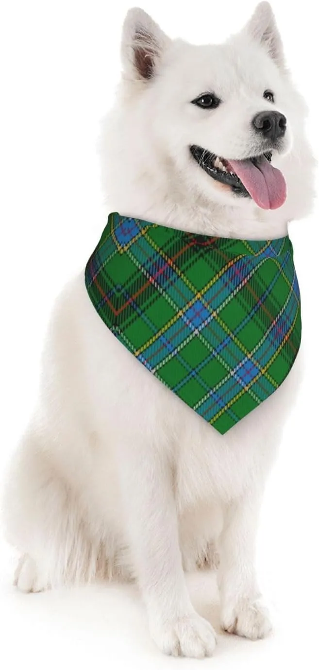 Scots Style Tartan Plaid Teal Dog Bandana Scarf Triangle Bibs Pet Accessories Cat Kerchief
