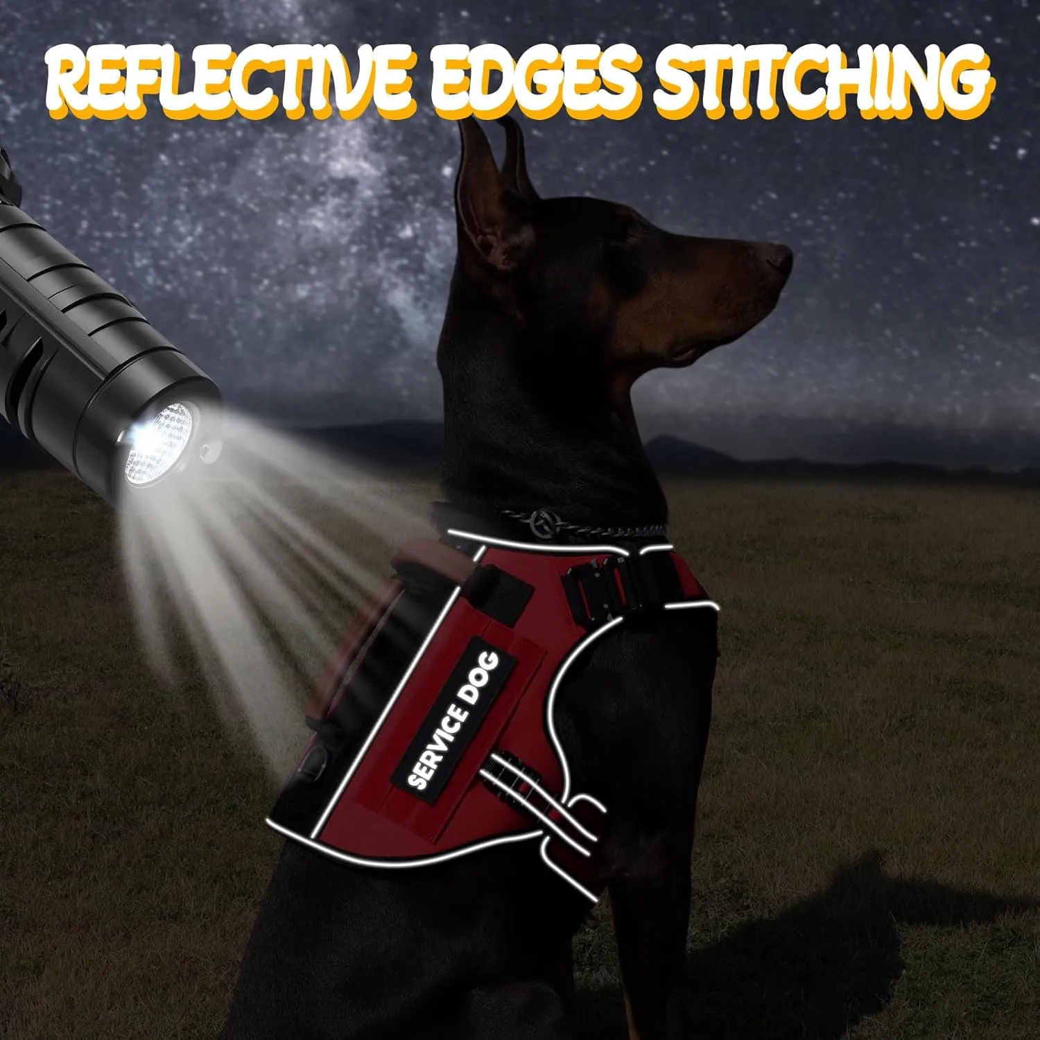 Service Dog Vest - HEYCAHVA Tactical Dog Harness Full Metal Buckles for Large Medium Dogs Reflective No Pull Dog Harnesses Vest with Leather Handle, Hook & Loop for Hiking Training (Red, XL)